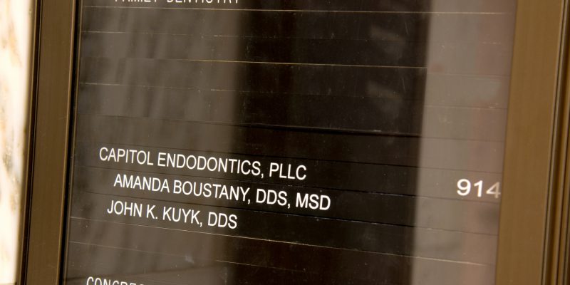 Office door at Capitol Endodontics in Charleston, WV